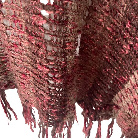 Mismash Women's Size XS/S Burgundy Knit Open Front Fringe Boho Cardigan Sweater - Picture 5 of 10